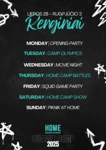 Home Camp renginiu programa 2025